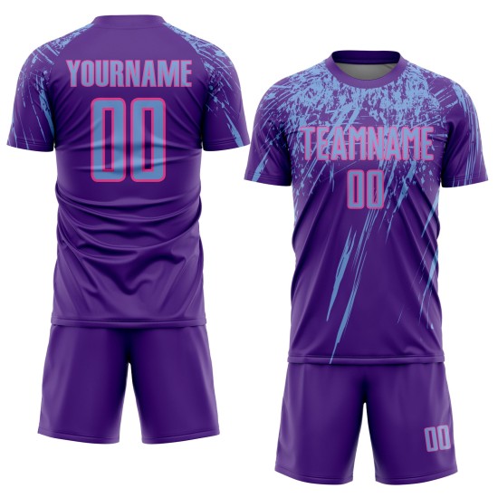 Lila Blau-Rosa Sublimation Jersey Uniform Custom Fußball Licht