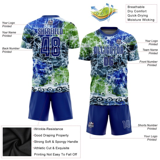 Fußball Royal-White Tie Jersey Custom Dye Uniform Sublimation