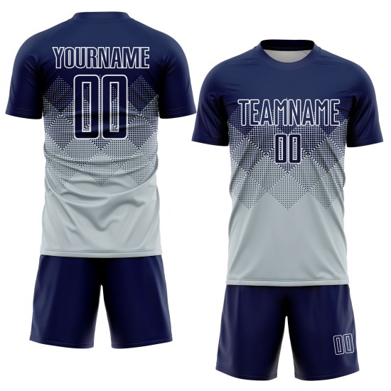 Silber Trikot Uniform Navy-Weiß Sublimation Custom Fußball