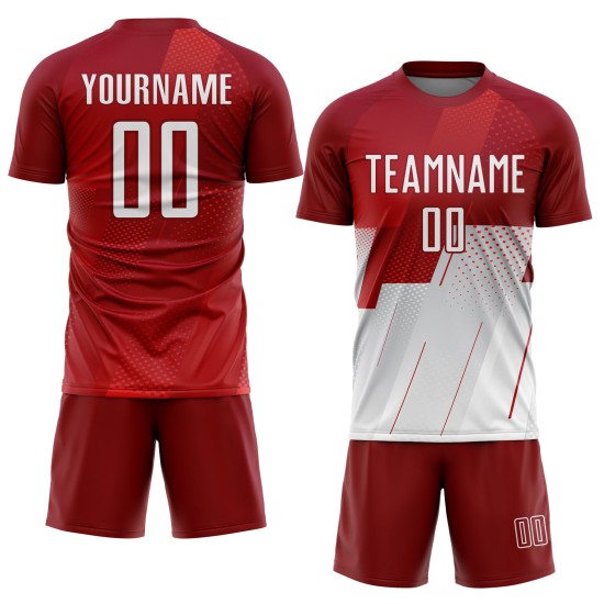 Fußball Sublimation Rot Custom Weiß Uniform Trikot