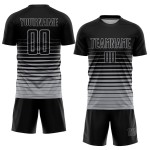 Schwarz Fashion Fade Sublimation Uniform Nadelstreifen Custom Jersey Grau Fußball
