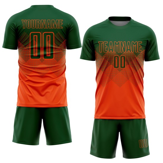 Benutzerdefinierte Fußball Sublimation Uniform Orange Jersey Grün Benutzerdefinierte Fußball Sublimation Uniform Orange Jersey Grün