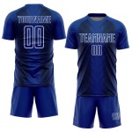 Benutzerdefinierte Blau US Navy Schwarz-Weiß Sublimation Jersey Linien Fußballuniform