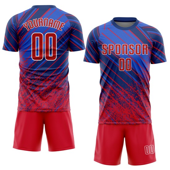 Benutzerdefinierte Fußball Rot-Weiß Sublimation Uniform Trikot Royal