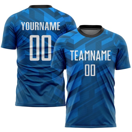 Fußball Custom Blau Jersey Weiß-Schwarz Licht Uniform Sublimation Fußball Custom Blau Jersey Weiß-Schwarz Licht Uniform Sublimation