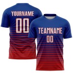 Sublimation Fade Uniform Jersey Custom Nadelstreifen Weiß-Rot Fashion Soccer Royal Sublimation Fade Uniform Jersey Custom Nadelstreifen Weiß-Rot Fashion Soccer Royal