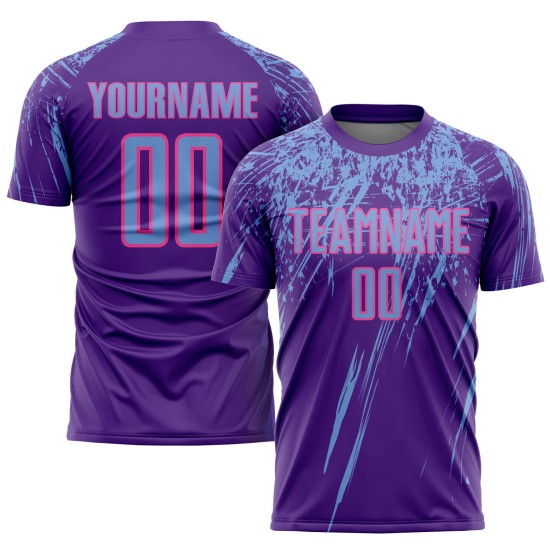 Lila Blau-Rosa Sublimation Jersey Uniform Custom Fußball Licht