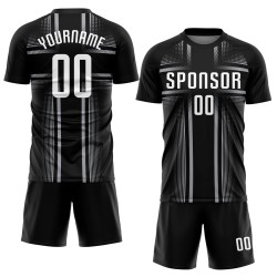 Sublimation Schwarz Custom Weiß-Grau Uniform Jersey Fußball