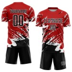 Sublimation Custom Abstrakte Fußball Uniform Rot Schwarz-Weiß Fragment Art Splash Jersey