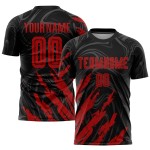 Schwarzes Trikot Fußball Sublimation Uniform Rot Custom Schwarzes Trikot Fußball Sublimation Uniform Rot Custom