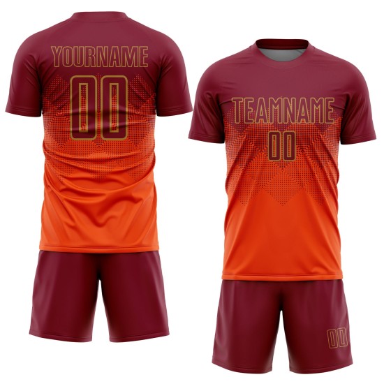 Uniform Gold Sublimation Jersey Fußball Orange Custom Crimson-Old