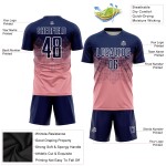 Sublimation Custom Uniform Navy-Weiß Medium Jersey Pink Fußball