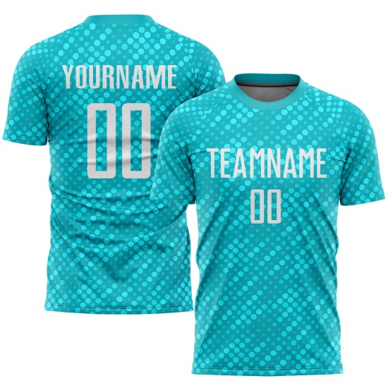 Jersey Fußball Weiß Benutzerdefinierte Uniform Sublimation Aqua