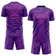 Benutzerdefinierte Lila Sublimation Rosa Uniform Lightning Fußballtrikot Benutzerdefinierte Lila Sublimation Rosa Uniform Lightning Fußballtrikot