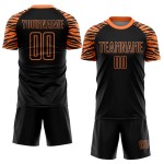 Benutzerdefinierte Sublimation Streifen Schwarz Jersey Fußball Orange Uniform Tiger