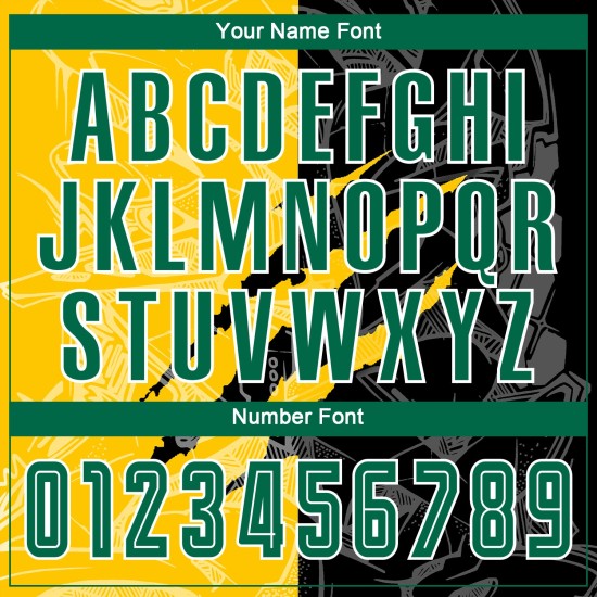 Grün Graffiti Schwarz-Gelb Benutzerdefinierte Uniform Sublimation Jersey Scratch Kelly Muster Fußball