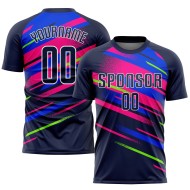 Fußball Figur Trikot Sublimation Custom Royal-Pink Uniform Navy