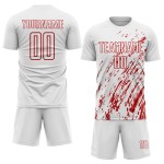 Trikot Rot Fußball Uniform Sublimation Weiß Custom Trikot Rot Fußball Uniform Sublimation Weiß Custom