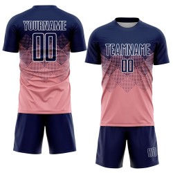 Sublimation Custom Uniform Navy-Weiß Medium Jersey Pink Fußball