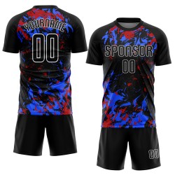 Royal-Red Sublimation Jersey Uniform Schwarz Fußball Schwarz Custom