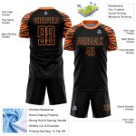 Benutzerdefinierte Sublimation Streifen Schwarz Jersey Fußball Orange Uniform Tiger