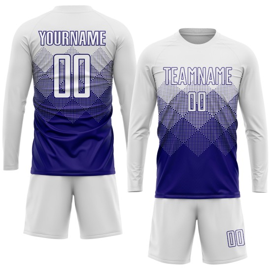 Dunkelweißes Uniformtrikot Lila Fußball Sublimation Custom