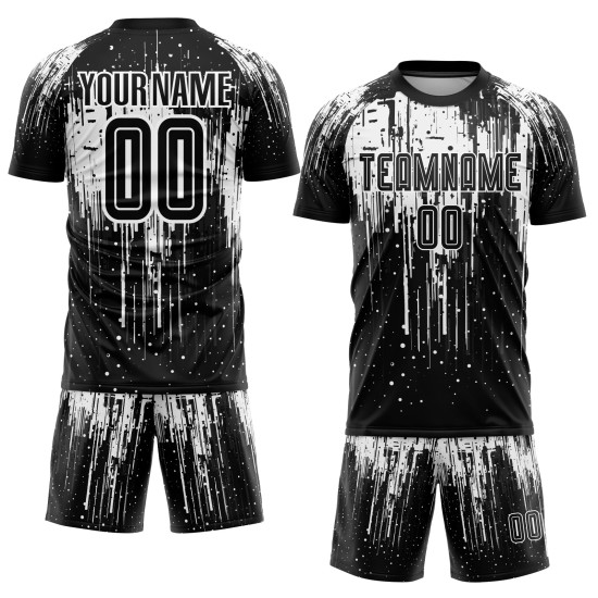 Uniform Trikot Schwarz Fußball Sublimation Weiß Custom