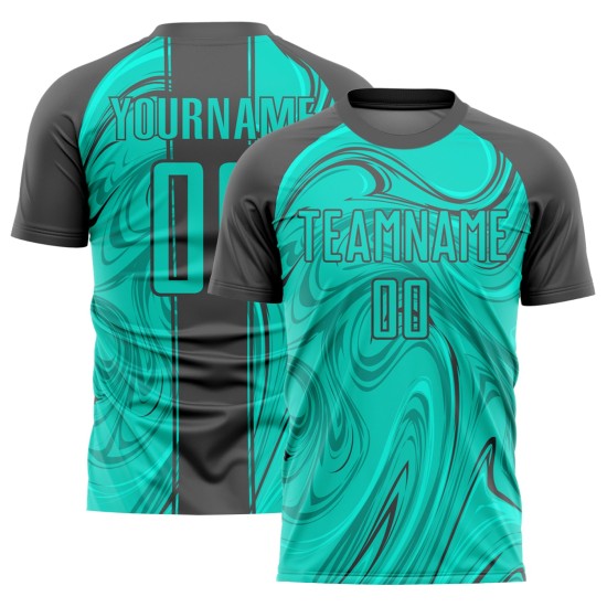 Jersey Sublimation Fußball Abstrakt Aqua Custom Grau Stahl Uniform Flüssigkeit