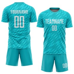 Jersey Fußball Weiß Benutzerdefinierte Uniform Sublimation Aqua