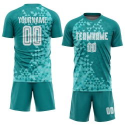 Weiße Uniform Drittes Custom Teal Sublimation Fußballtrikot