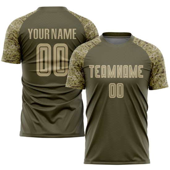 Sublimation Gold-Camo Vegas zum Service Uniform Olive Jersey Fußball benutzerdefinierte Salut