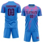 Uniform Pulver Navy-Pink Sublimation Blau Fußball Jersey Custom Uniform Pulver Navy-Pink Sublimation Blau Fußball Jersey Custom