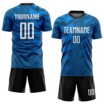 Fußball Custom Blau Jersey Weiß-Schwarz Licht Uniform Sublimation Fußball Custom Blau Jersey Weiß-Schwarz Licht Uniform Sublimation