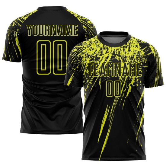 Sublimation Schwarz Neon Jersey Gelb Custom Uniform Fußball Sublimation Schwarz Neon Jersey Gelb Custom Uniform Fußball