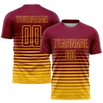 Uniform Gelb Custom Nadelstreifen Fußball Verblassen Jersey Mode Sublimation Kastanienbraun